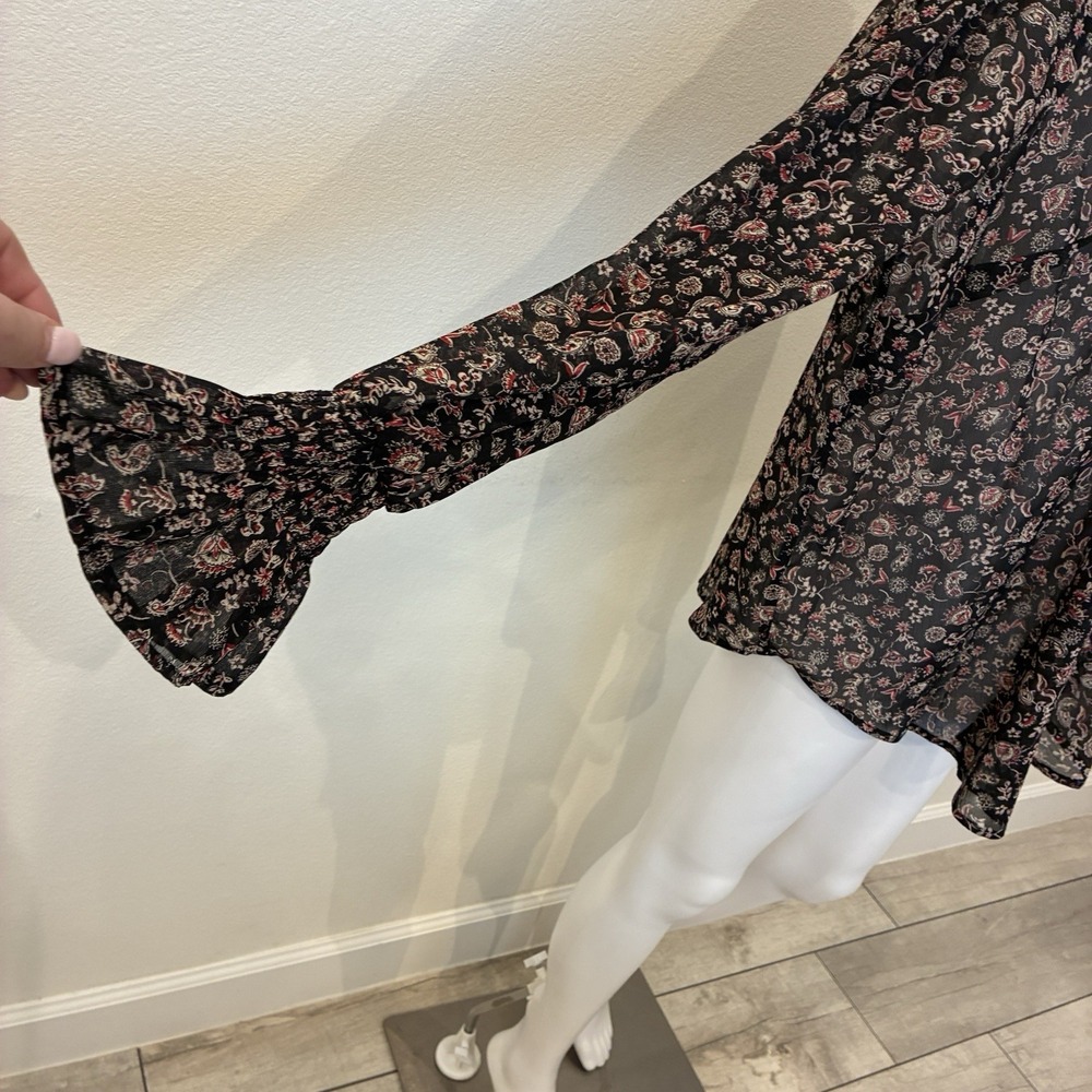 New Torrid Festi Sheer Chiffon Black Paisley Blouse Size 1X  Romantic Dark Fairy - Picture 4 of 11